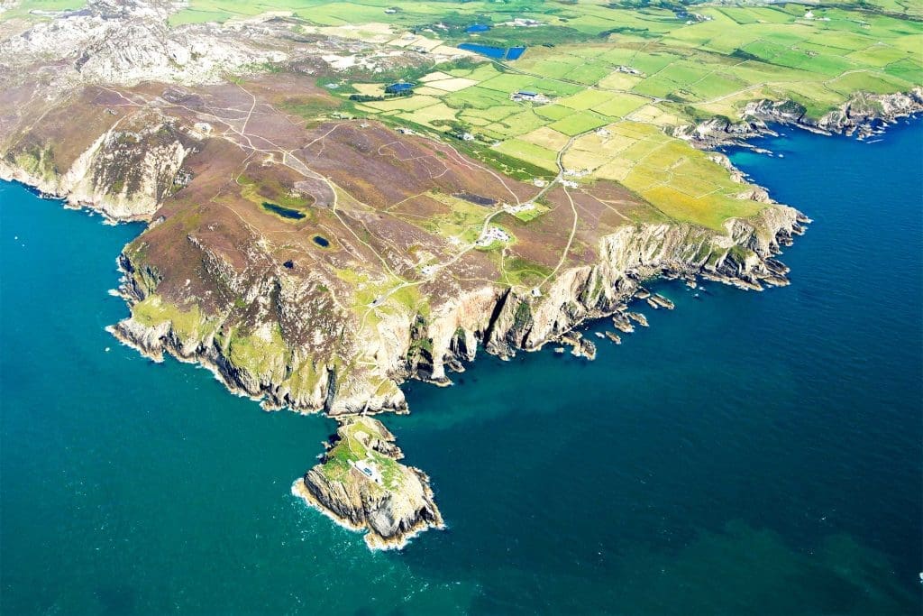 South Stack nature reserve coastline from the air
