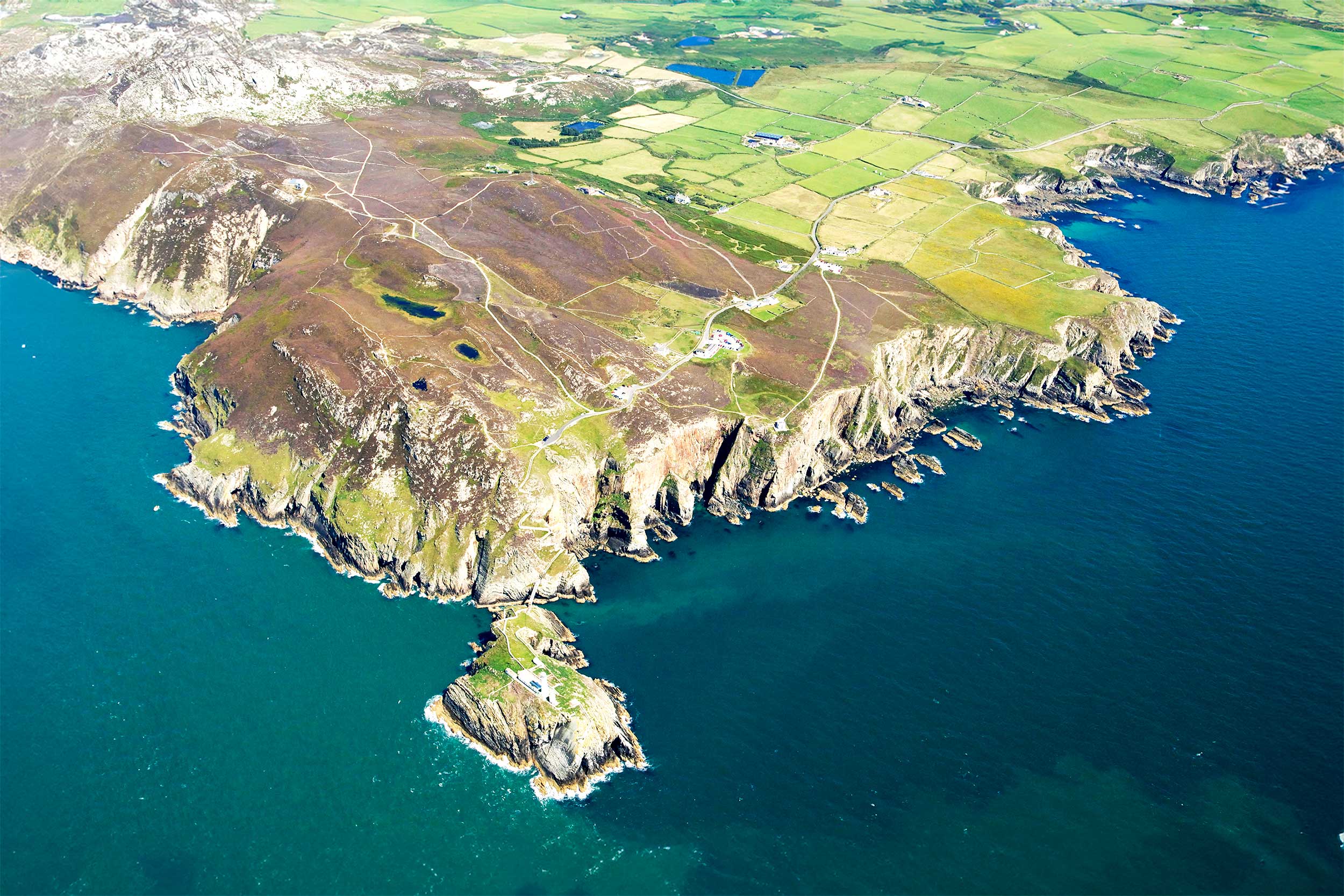 South Stack nature reserve coastline from the air
