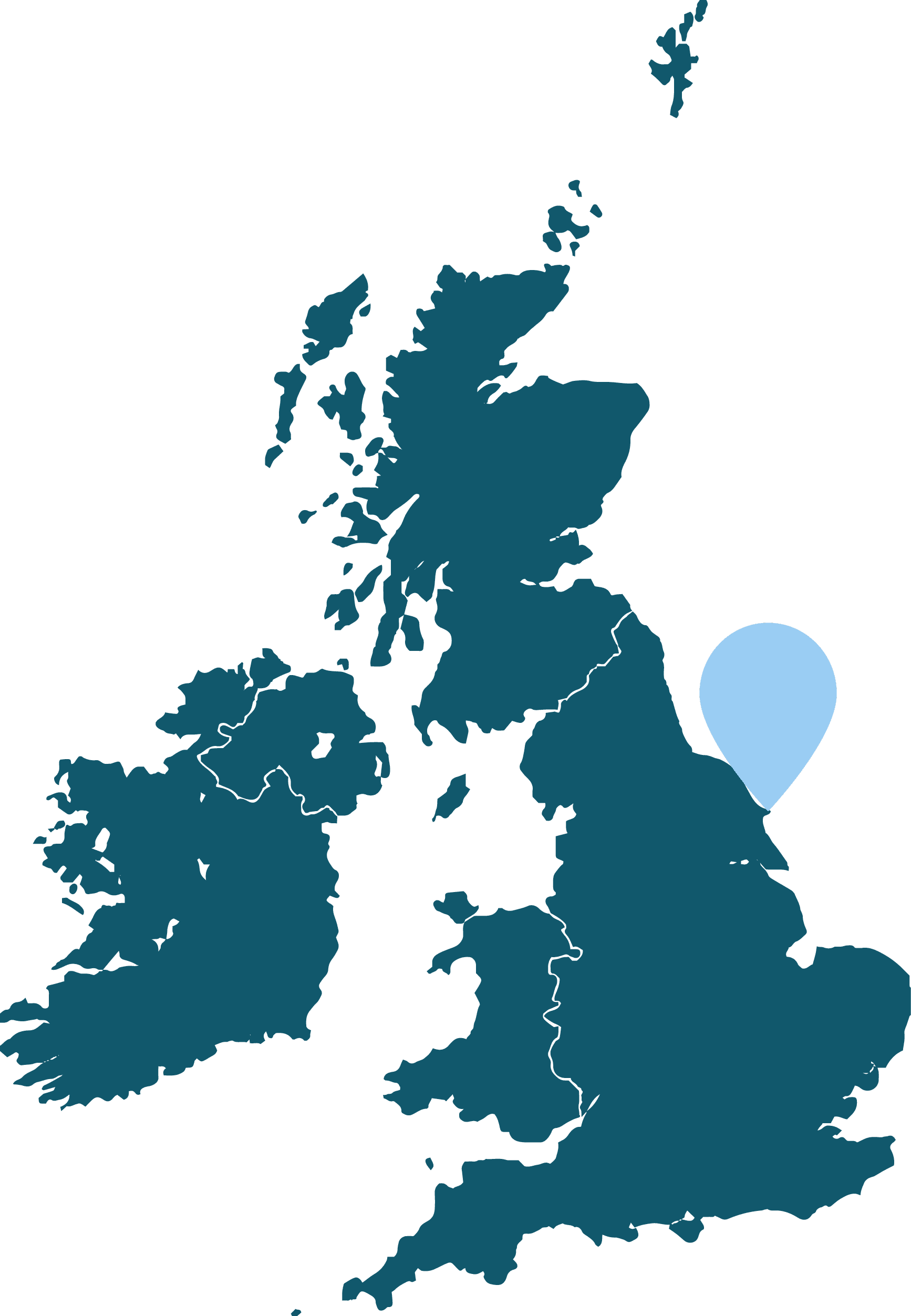 UK Map showing position of Bempton Cliffs.